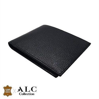 ALC Collection Hakiki Deri Siyah Renk Klasik Yatay Erkek Cüzdan