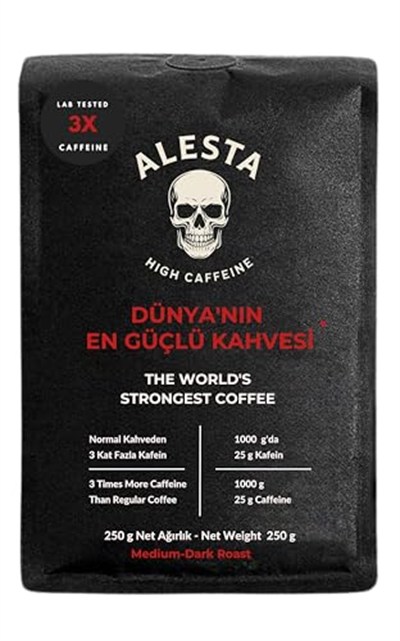 Alesta Coffee Yüksek Kafeinli Öğütülmüş Filtre Kahve 250 Gr. / Sporcu Kahvesi 3 Kat Kafein(french Press Ve Makine)