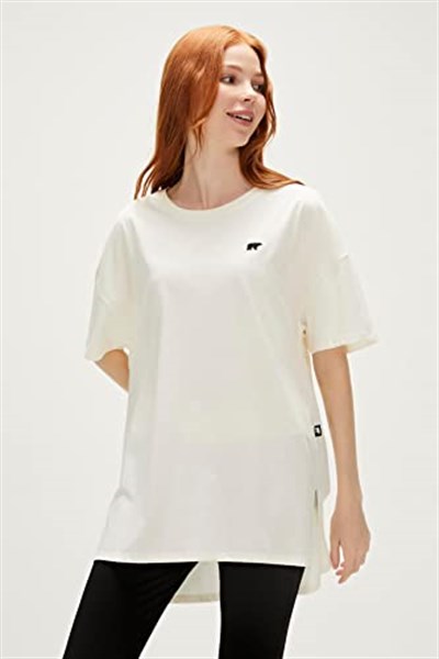 Aliana Oversize T-Shirt Marshmallow Beyaz Basic Kadın Tişört