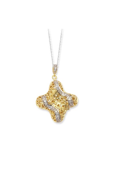 Altın Sepeti Gümüş Kaplamalı Kafes Kolye