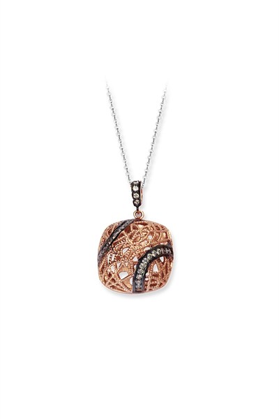 Altın Sepeti Gümüş Otantik Kafes Kolye
