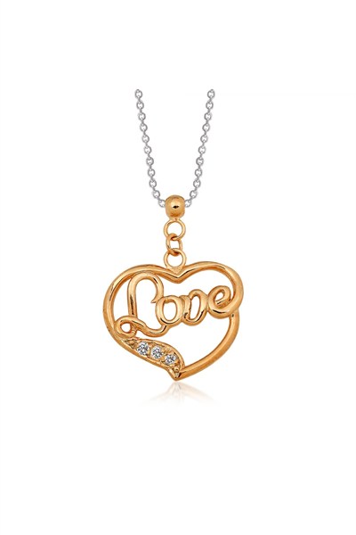 Altın Sepeti Pırlantalı Love Gümüş Kalp Kolye