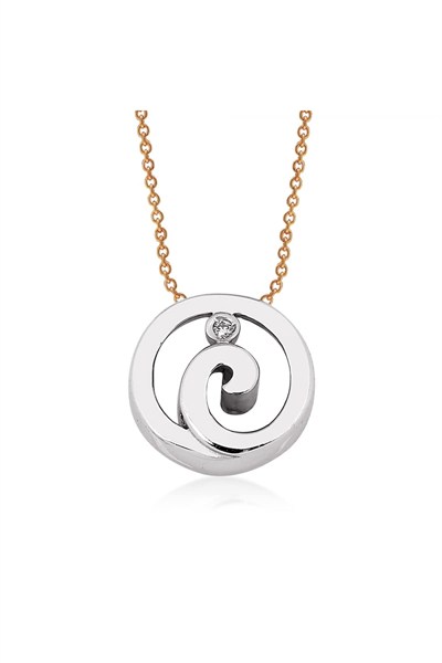Altın Sepeti Pırlantalı Oval Tektaş Kolye