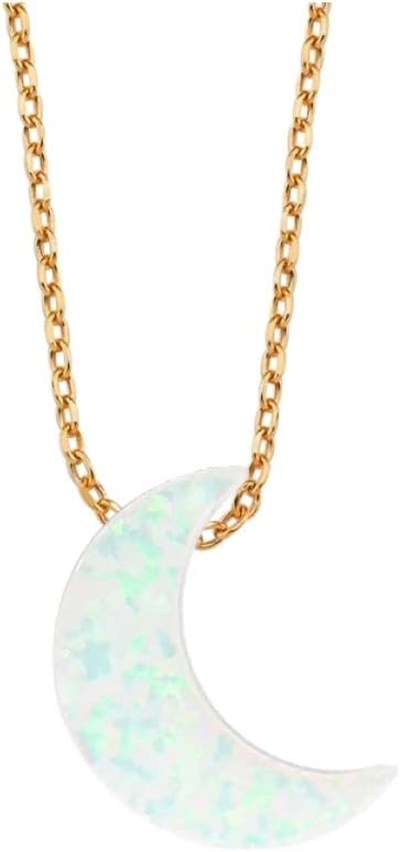 Altın Sepeti Rose Gold Beyaz Opal Ay Kolye
