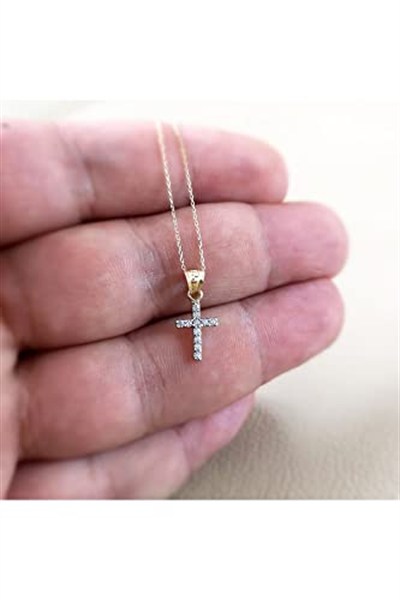 Altın Sepeti Taşlı Küçük Haç Kolye