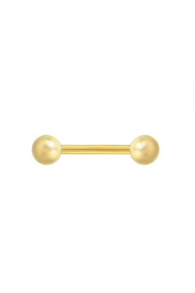 Altın Toplu Düz Kaş ve Dil Piercing