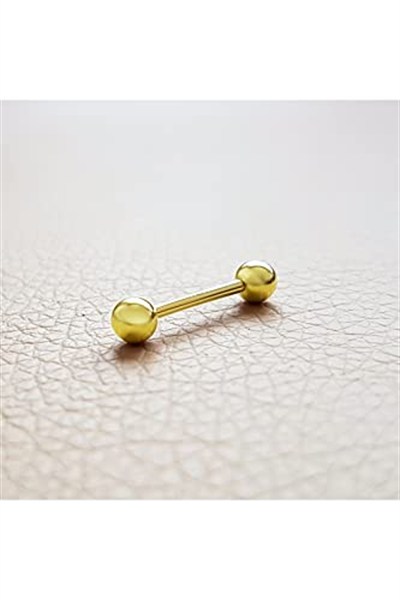 Altın Toplu Düz Kaş ve Dil Piercing