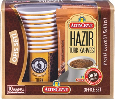 Altıncezve Ofis Seti Hazır Türk Kahvesi Orta (Orta Şekerli) 10 lu Paket (10 Adet x 9 Gr)