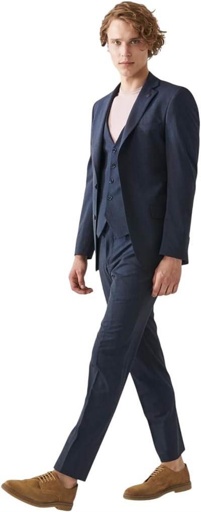 ALTINYILDIZ CLASSICS, Erkek Lacivert Slim Fit Dar Kesim Mono Yaka Düz Yelekli Klasik Takım Elbise, Lacivert, 46-6 Drop