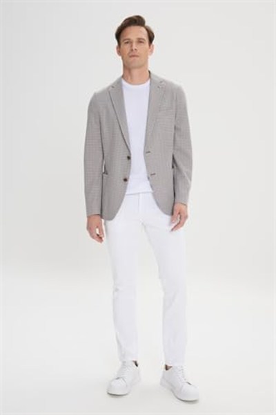 ALTINYILDIZ CLASSICS Slim Fit Dar Kesim Mono Yaka Desenli Blazer Ceket