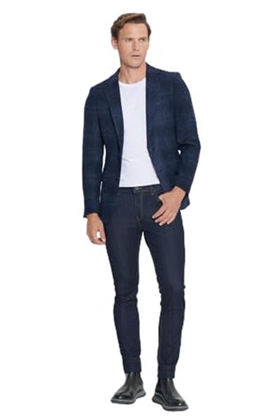 ALTINYILDIZ CLASSICS Slim Fit Dar Kesim Mono Yaka Yünlü Ceket, Renk Lacivert, Beden 50-6 Drop