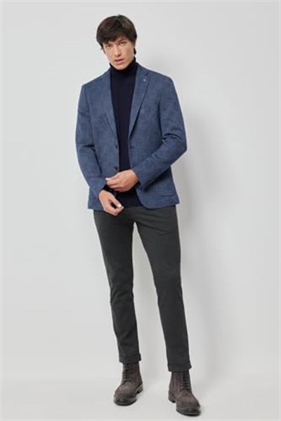 ALTINYILDIZ CLASSICS Slim Fit Dar Kesim Mono Yaka Takipli Kareli Ceket