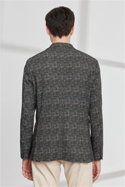 ALTINYILDIZ CLASSICS Slim Fit Dar Kesim Mono Yaka Kazayağı Desenli Ceket