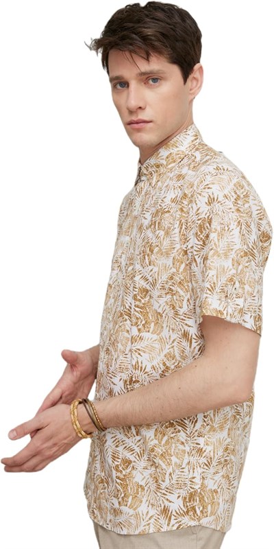 ALTINYILDIZ CLASSICS Slim Fit Dar Kesim Gizli Düğmeli Yaka%100 Pamuk Baskılı Gömlek