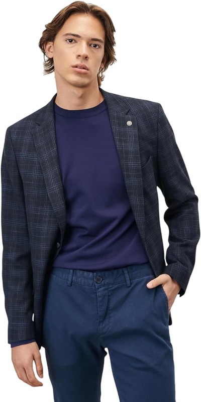 ALTINYILDIZ CLASSICS Slim Fit Dar Kesim Mono Yaka Ekose Desenli Ceket