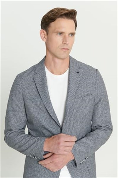 ALTINYILDIZ CLASSICS Slim Fit Dar Kesim Mono Yaka Desenli Blazer Ceket