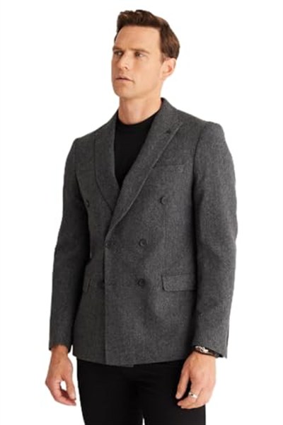 ALTINYILDIZ CLASSICS Slim Fit Dar Kesim Kırlangıç Yaka Yünlü Ceket