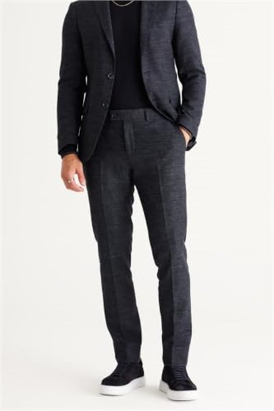 ALTINYILDIZ CLASSICS Slim Fit Dar Kesim Mono Yaka Yünlü Desenli Takım Elbise, Lacivert, 56-6 Drop