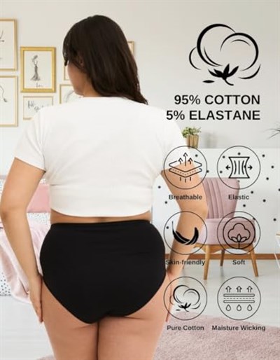 ALYA UNDERWEAR Kadın İç Çamaşırı, Yüksek Bel Kadın Külotlar, Nefes Alabilir Pamuklu Kadın Çamaşırı, Rahat Bayan Külotlar, Çok Renkli 5 Adet (5XL, 6XL, 7XL)
