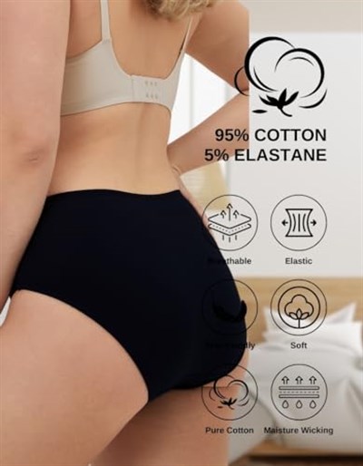 ALYA UNDERWEAR Premium Kadın Külot, Standart Bel Kadın İç Çamaşırı, Nefes Alabilir, Likralı ve Pamuklu, Rahat Bayan Külotlar