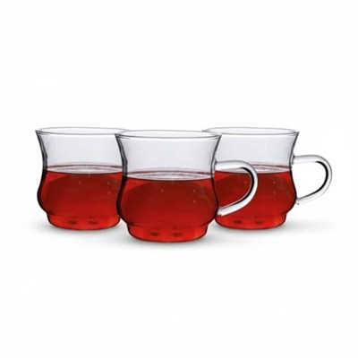 AmberHaus Borosilikat Cam Kupa Seti - 250 ml Kapasiteli - Şık ve Dayanıklı Tasarım - 3 Parça