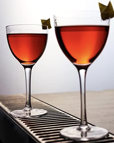 Amehla Nick and Nora Coupe Kokteyl Bardakları - Elde Üfleme 2li Set, Manhattan, Martini, Aperitif, Algonquin veya Liman Şarabı Servis Etmek için Küçük Düz Vintage Coupe Bardağı, 141 ml (Düz, 2)