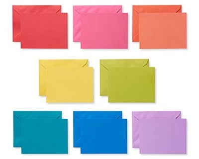 American Greetings Tek Panel Zarflı Boş Kartlar, Gökkuşağı Renkleri (200 Sayım)