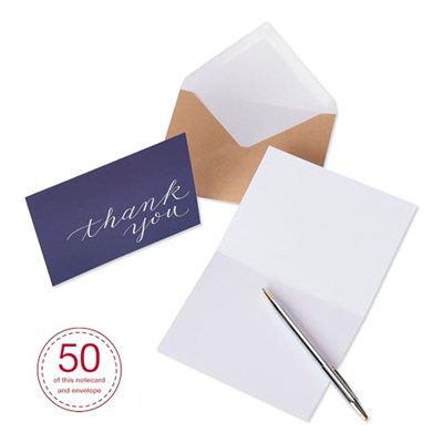 American Greetings Teşekkür kartları, deniz mavisi kahverengi güç zarfları ile (50 adet)