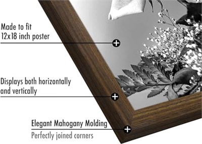 Americanflat Maun içinde 12x18 Poster Çerçevesi - Tasarlanmış Ahşap Çerçeve ve Cilalı Pleksiglas Kapaklı Fotoğraf Çerçevesi - Dahili Asma Donanımı ile Duvar için Yatay ve Dikey Formatlar