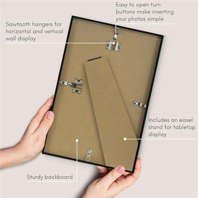 Americanflat Resim çerçevesi, 20,3 x 30,5 cm, kırılmaz camlı, duvar ve masa plakası için yatay ve dikey formatlar (2 adet) - Seçenekler: 4x4, 4x6, 5x5, 8x12, 2li Paket