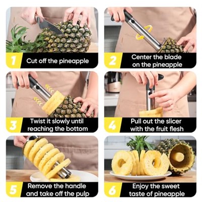 Ananas Oyuucu, [Geliştirilmiş, Güçlendirilmiş, Kalın Bıçak] Newness Premium Ananas Oyacağı Sökücü (Siyah)