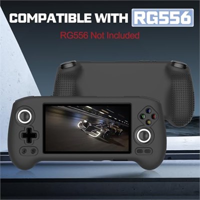 Anbernic RG556 ile Uyumlu Silikon Kılıf, Çizilmez, Yıkanabilir, Darbeye Dayanıklı Silikon Koruyucu Kılıf, RG556 Retro Elde Taşınabilir Oyun Konsolu için - Siyah