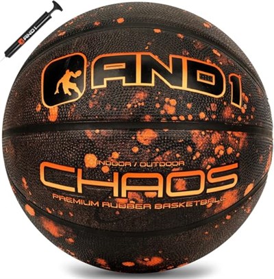 AND1 Chaos Basketbol: Resmi Yönetmelik Boyut 7 (74,9 cm) Kauçuk Basketbol Topu - Derin Kanal-BAU-Streetball, İç ve Dış Mekan Basketbol Oyunları için üretilmiştir