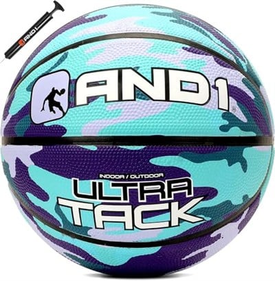 AND1 Ultra Grip Basketbol: Resmi Düzenleme Boyutu 7 (74,9 cm) Kauçuk Basketbol - Derin Kanallı İnşaat Sokak Topu, İç Mekan Dış Mekan Basketbol Oyunları İçin Üretilmiştir
