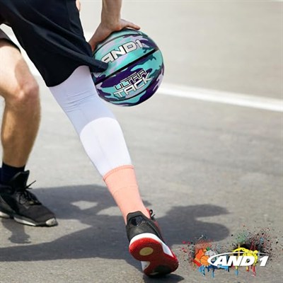 AND1 Ultra Grip Basketbol: Resmi Düzenleme Boyutu 7 (74,9 cm) Kauçuk Basketbol - Derin Kanallı İnşaat Sokak Topu, İç Mekan Dış Mekan Basketbol Oyunları İçin Üretilmiştir