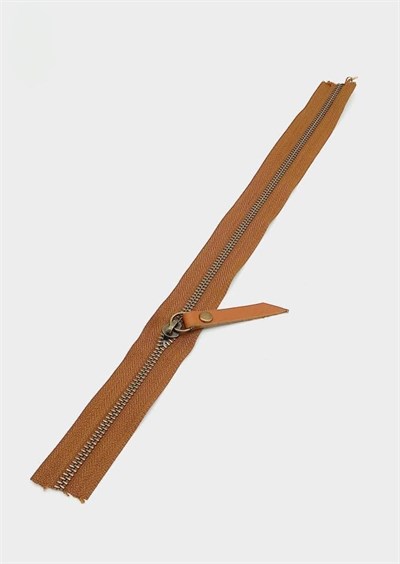 Angel Çanta Aksesuar Gerçek Deri Başlıklı Taba Fermuar 40 Cm Antik Metal