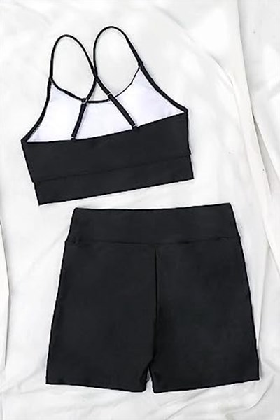 Angelsin Deniz Şortlu Sırtı Çapraz Tankini Bikini Takım