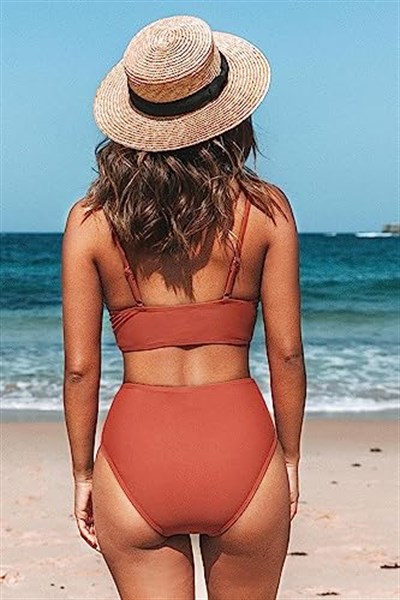 Angelsin Özel Tasarım Önden Çarpraz Bikini Üstü