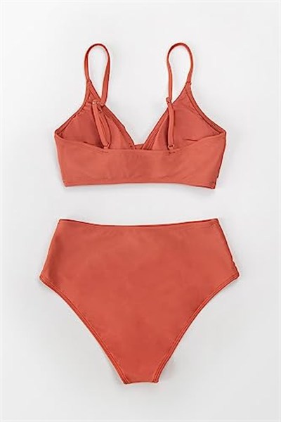 Angelsin Özel Tasarım Önden Çarpraz Yüksek Bel Bikini Takım