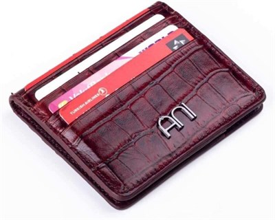 ANI YÜZÜK Erkek Bordo Kartlık Kroko Hakiki%100 Deri Çıtçıtlı Pratik Kullanışlı Klasik Cüzdan Bordo