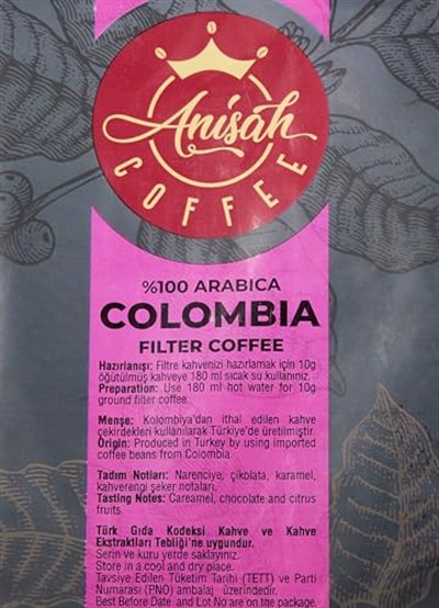 Anisah Coffee Colombia Öğütülmüş Filtre Kahve 250gr