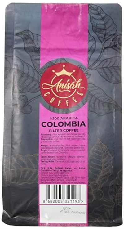 Anisah Coffee Colombia Öğütülmüş Filtre Kahve 250gr