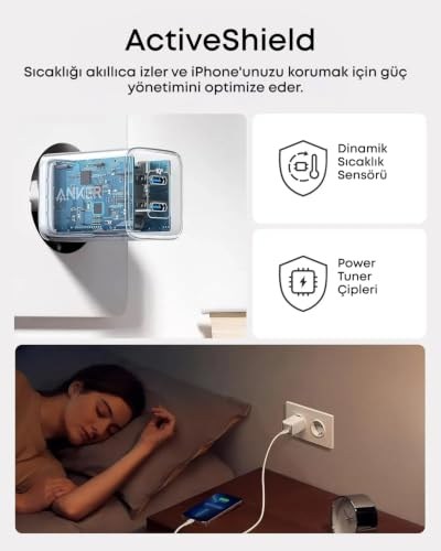 Anker 521 Nano Pro Şarj Cihazı, Kompakt, 40W, PowerIQ 3.0 Çift Portlu USB-C Güç Adaptörü, Beyaz - A2038