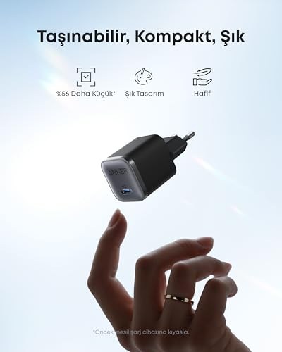 Anker B2692 Nano 45W Şarj Cihazı & USB-C Kablo, Siyah