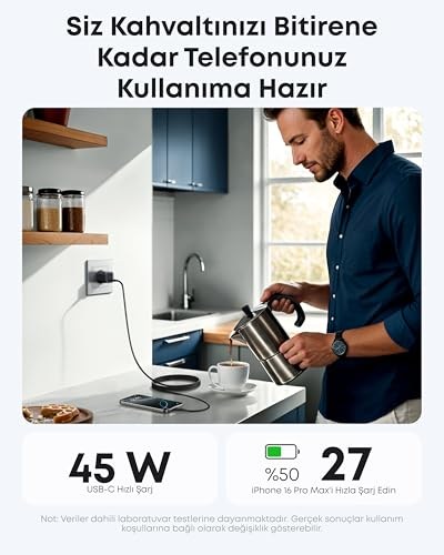 Anker B2692 Nano 45W Şarj Cihazı & USB-C Kablo, Siyah