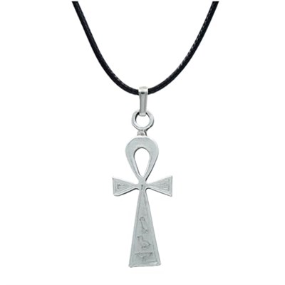 Ankh Anahtarı - Nilin Anahtarı Deri ip Kolye - Gümüş Kaplama - Kadın Erkek Kolye - No:840
