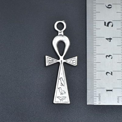 Ankh Anahtarı - Nilin Anahtarı Deri ip Kolye - Gümüş Kaplama - Kadın Erkek Kolye - No:840