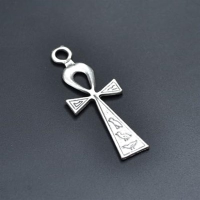 Ankh Anahtarı - Nilin Anahtarı Örme Zincir Kolye - Gümüş Kaplama - Erkek Kadın Kolye - No:1363
