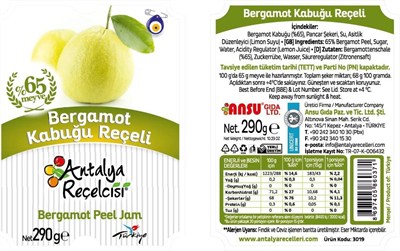 Antalya Reçelcisi Bergamot Kabuğu Reçeli 290 G