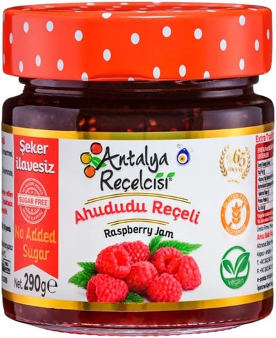 Antalya Reçelcisi Şekersiz Ahududu Reçeli 290g Cam Kavanoz